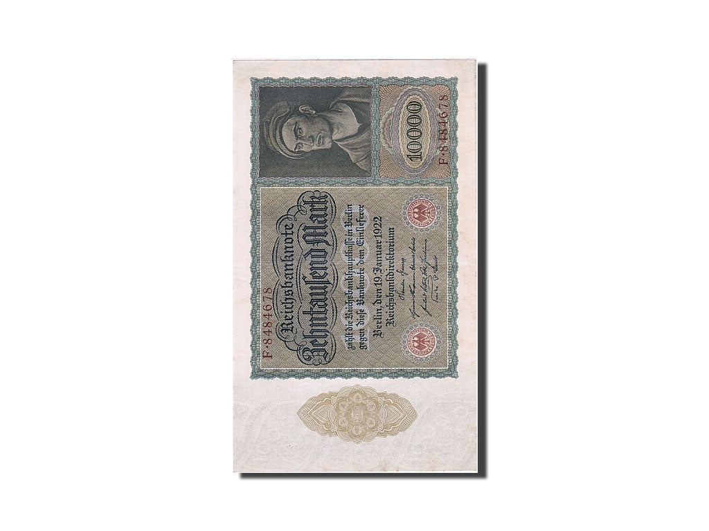 Banknote, Germany, 10,000 Mark, 1922, 1922-01-19, KM:71, UNC(63)