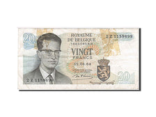 Belgique, 20 Francs, 1964-1966, KM:138, 1964-06-15, B+