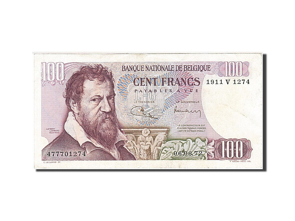 Belgium, 100 Francs, 1961-1971, KM:134b, 1972-06-06, AU(55-58)