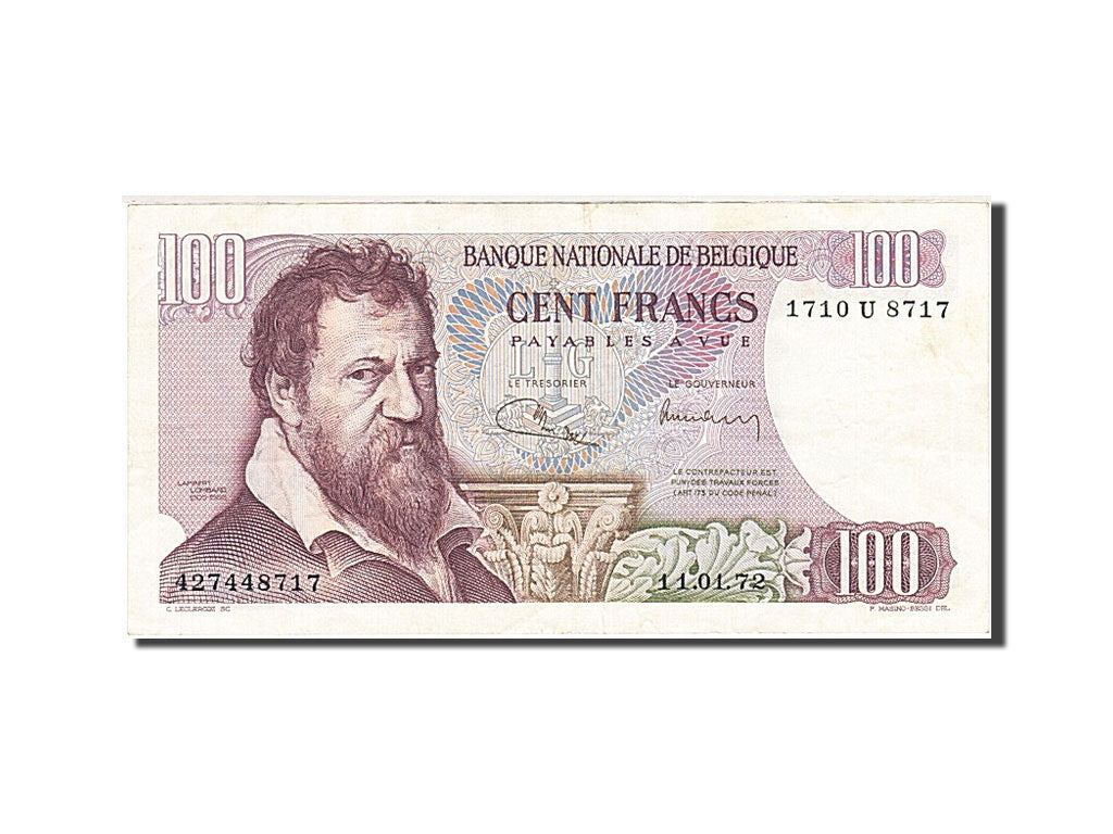 Belgium, 100 Francs, 1961-1971, KM:134b, 1972-01-11, AU(50-53)