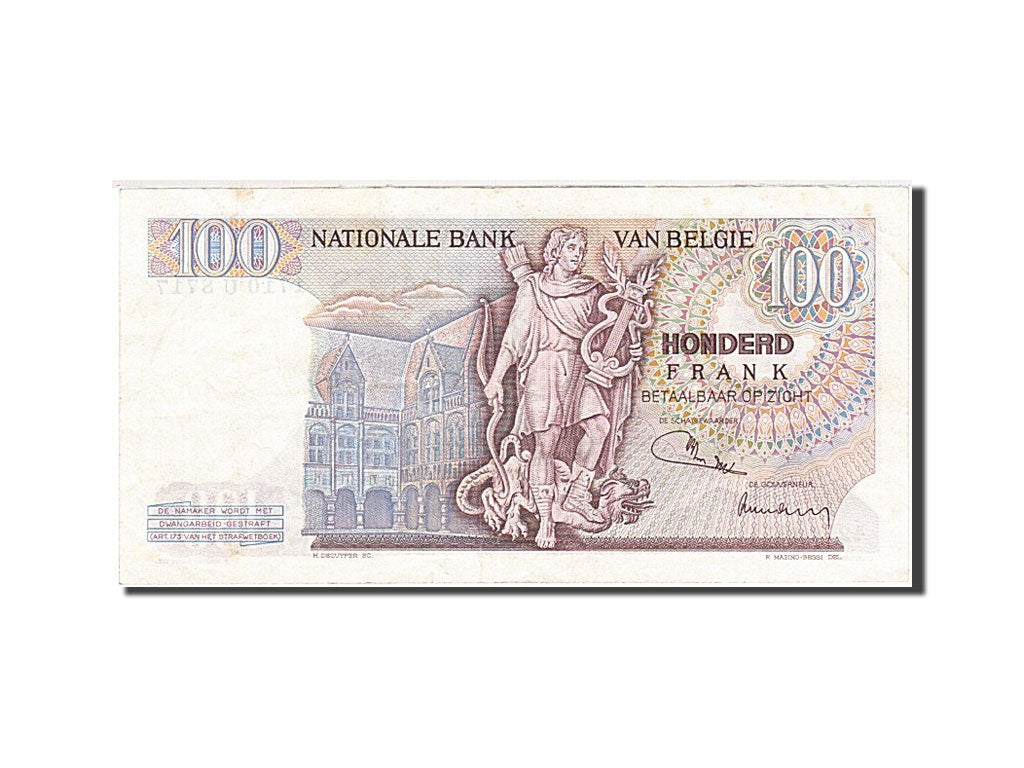 Belgium, 100 Francs, 1961-1971, KM:134b, 1972-01-11, AU(50-53)