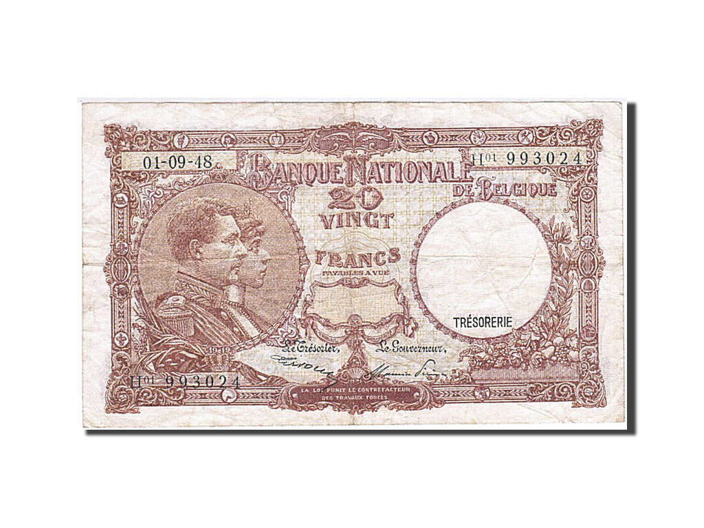 Banknote, Belgium, 20 Francs, 1948, 1948-09-01, KM:116, VF(20-25)