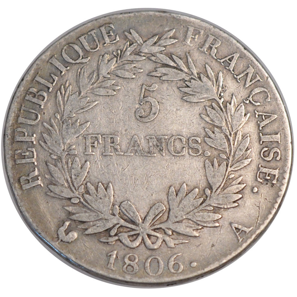 Coin, France, Napoléon I, 5 Francs, 1806, Paris, VF(20-25), Silver, Gadoury:581