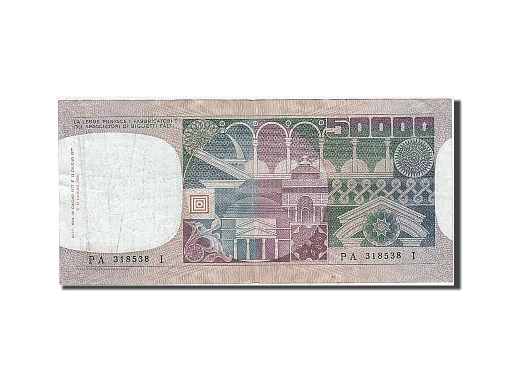 Italie, 50,000 Lire, 1976-1979, KM:107a, 1977-06-20, TTB