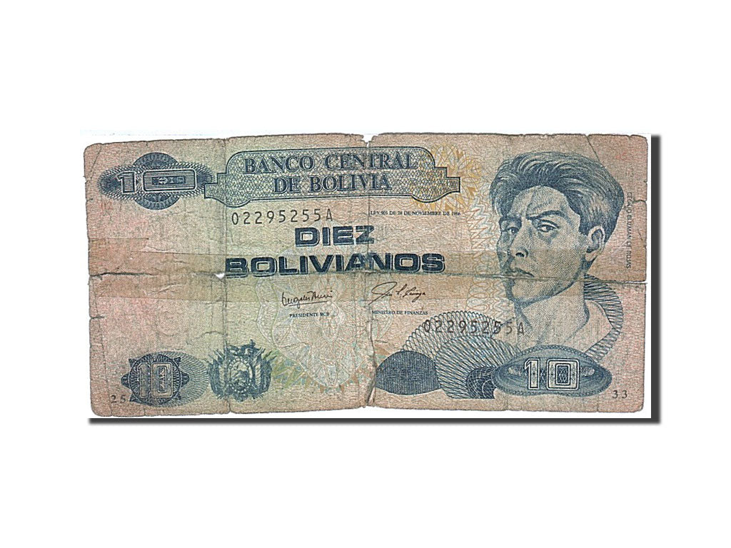 Bolivia, 10 Bolivianos, 1995, KM:216a, 1995, VG(8-10)