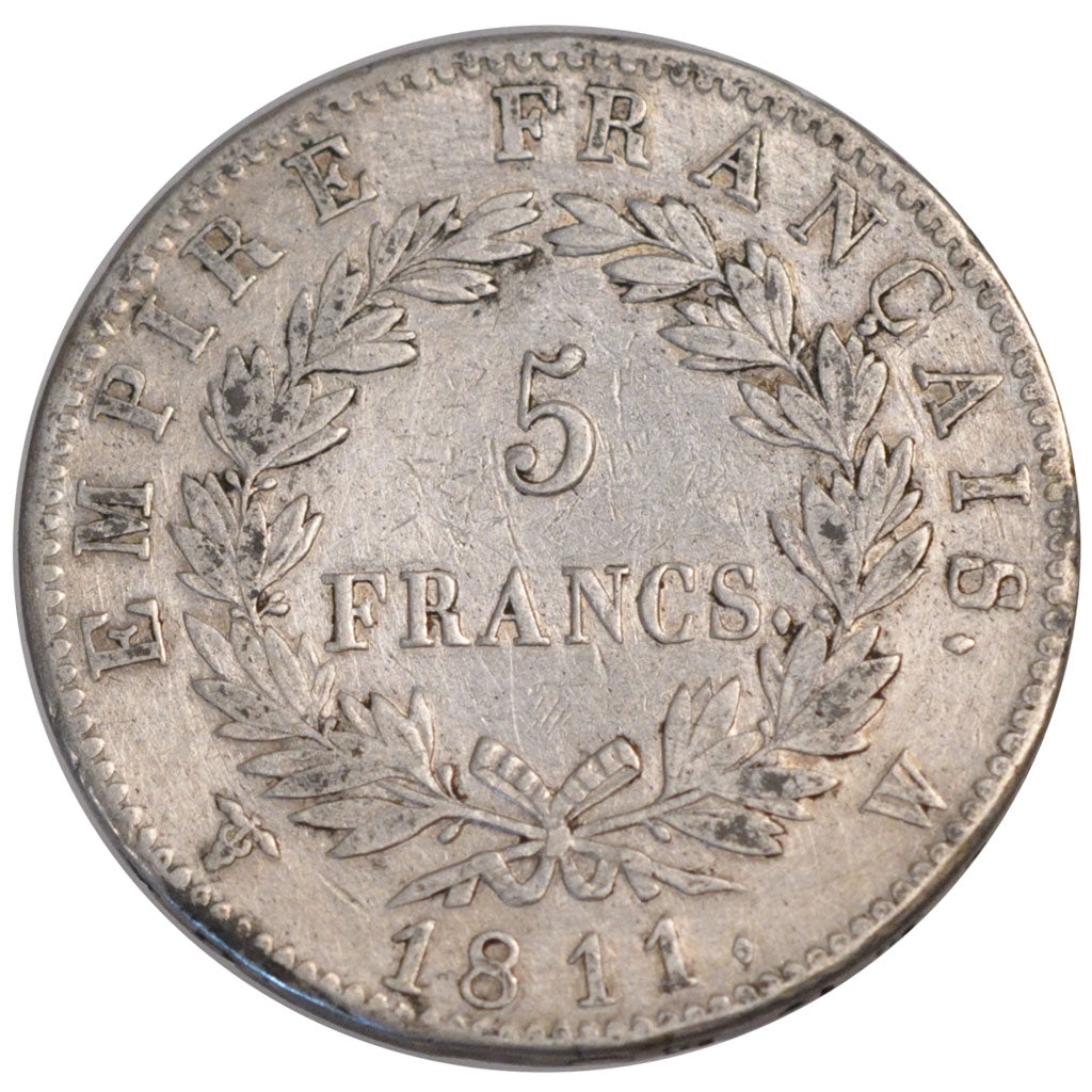 Moneda, Francia, Napoléon I, 5 Francs, 1811, Lille, MBC, Plata, Gadoury:584