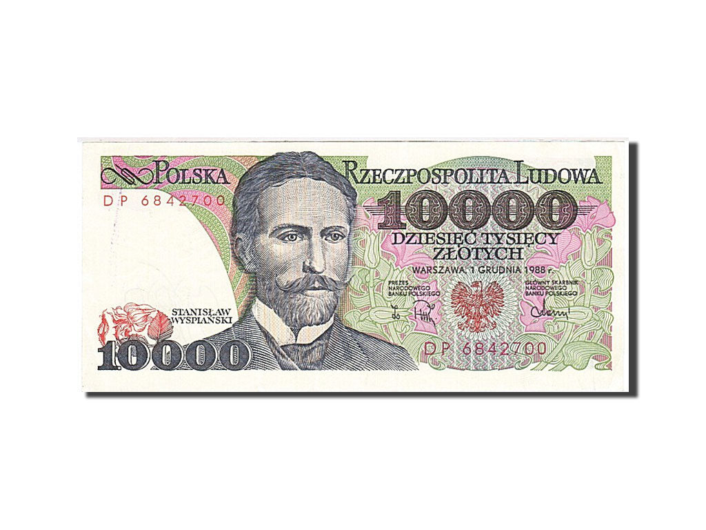 Poland, 10,000 Zlotych, 1987-1990, KM:151b, 1988-12-01, AU(55-58)