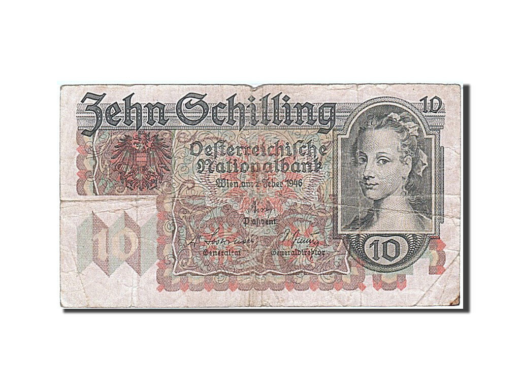 Austria, 10 Schilling, 1945-1947, KM:122, 1946-02-02, VF(20-25)