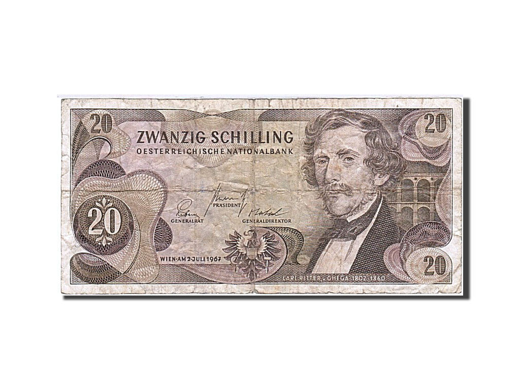 Banknote, Austria, 20 Schilling, 1966-1970, 1967-07-02, KM:142a, VF(20-25)