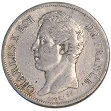 FRANCE, Charles X, 5 Francs, 1829, Lyon, KM #728.4, VF(30-35), Silver, Gadoury..