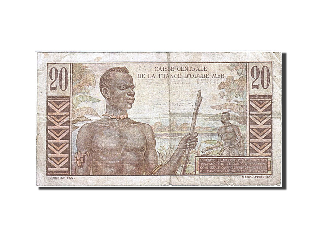 Afrique-Équatoriale française, 20 Francs, 1947-1952, KM:22, Undated (1947), TB