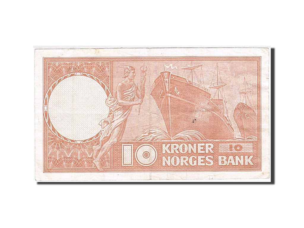 Norway, 10 Kroner, 1948-1955, 1970, KM:31e, EF(40-45)