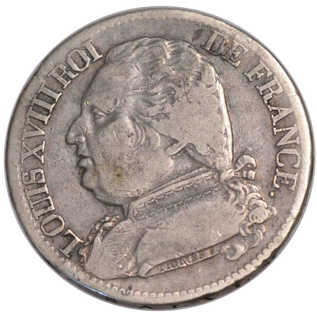 FRANCE, Louis XVIII, 5 Francs, 1814, Limoges, KM #702.6, VF(20-25), Silver,...