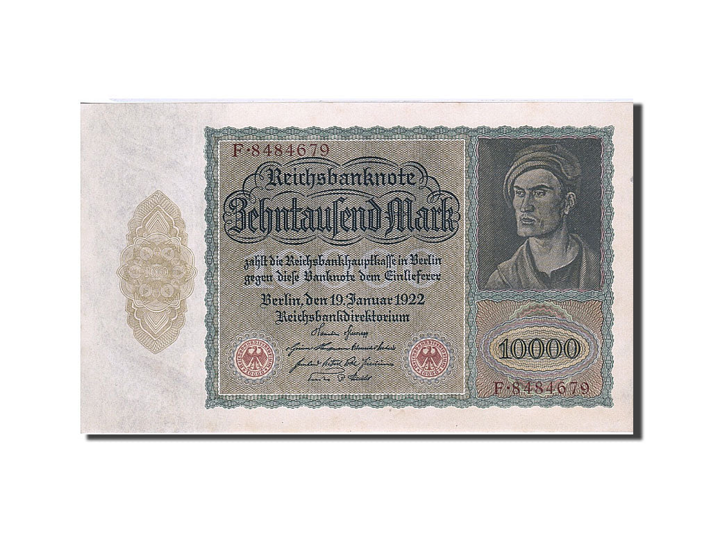 Banknote, Germany, 10,000 Mark, 1922, 1922-01-19, KM:71, UNC(65-70)