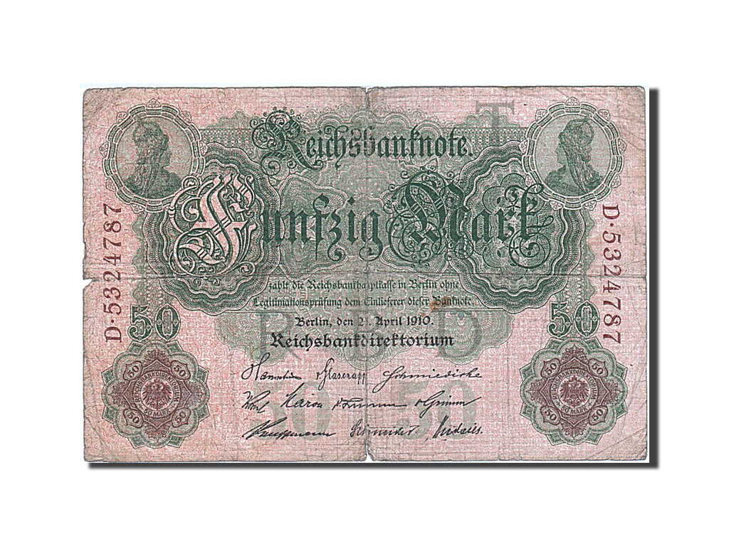 Germany, 50 Mark, 1910, KM:41, 1910-04-21, VF(20-25)