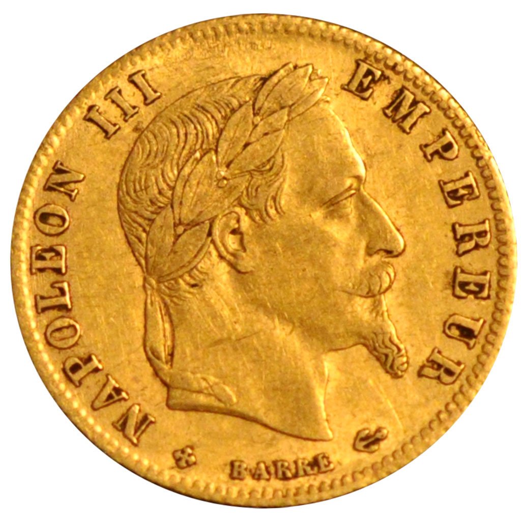 FRANCE, Napoléon III, 5 Francs, 1863, Strasbourg, KM #803.2, AU(50-53), Gold, G.