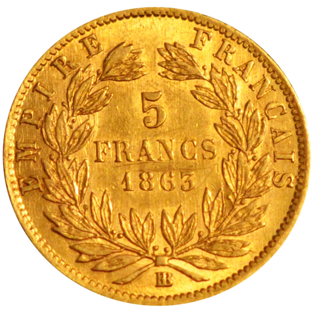 Second Empire, 5 Francs Napoléon III tête laurée