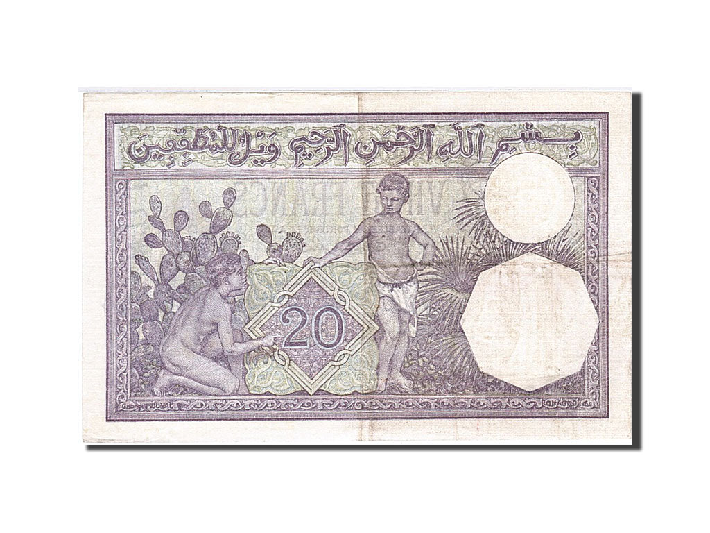Algeria, 20 Francs, 1942-1945, KM:92a, 1941-05-05, EF(40-45)