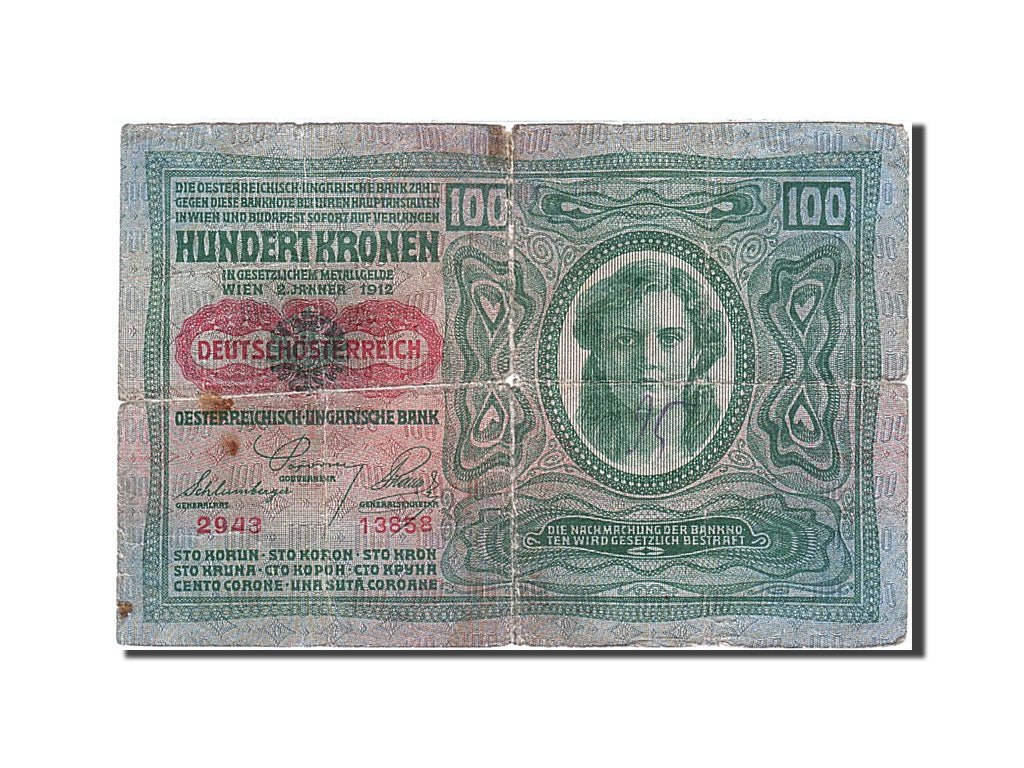 Austria, 100 Kronen, 1904-1912, KM:12, 1912-01-02, VG(8-10)