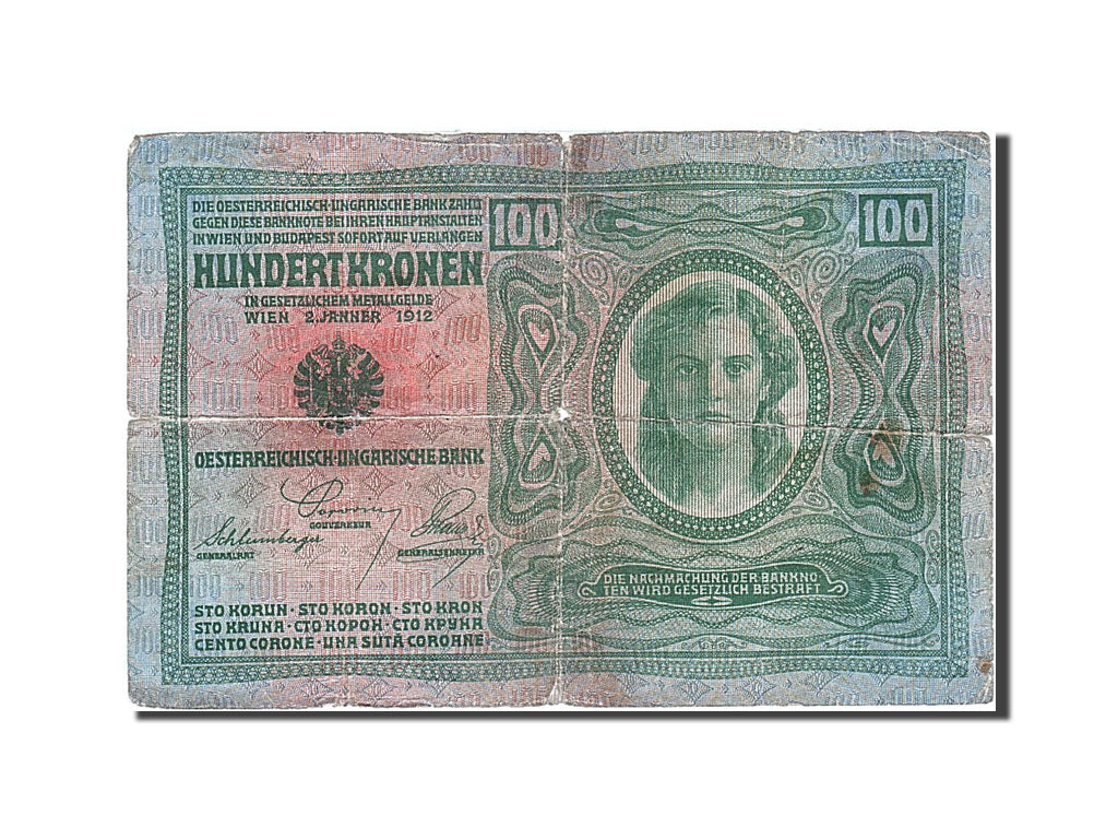 Austria, 100 Kronen, 1904-1912, KM:12, 1912-01-02, VG(8-10)