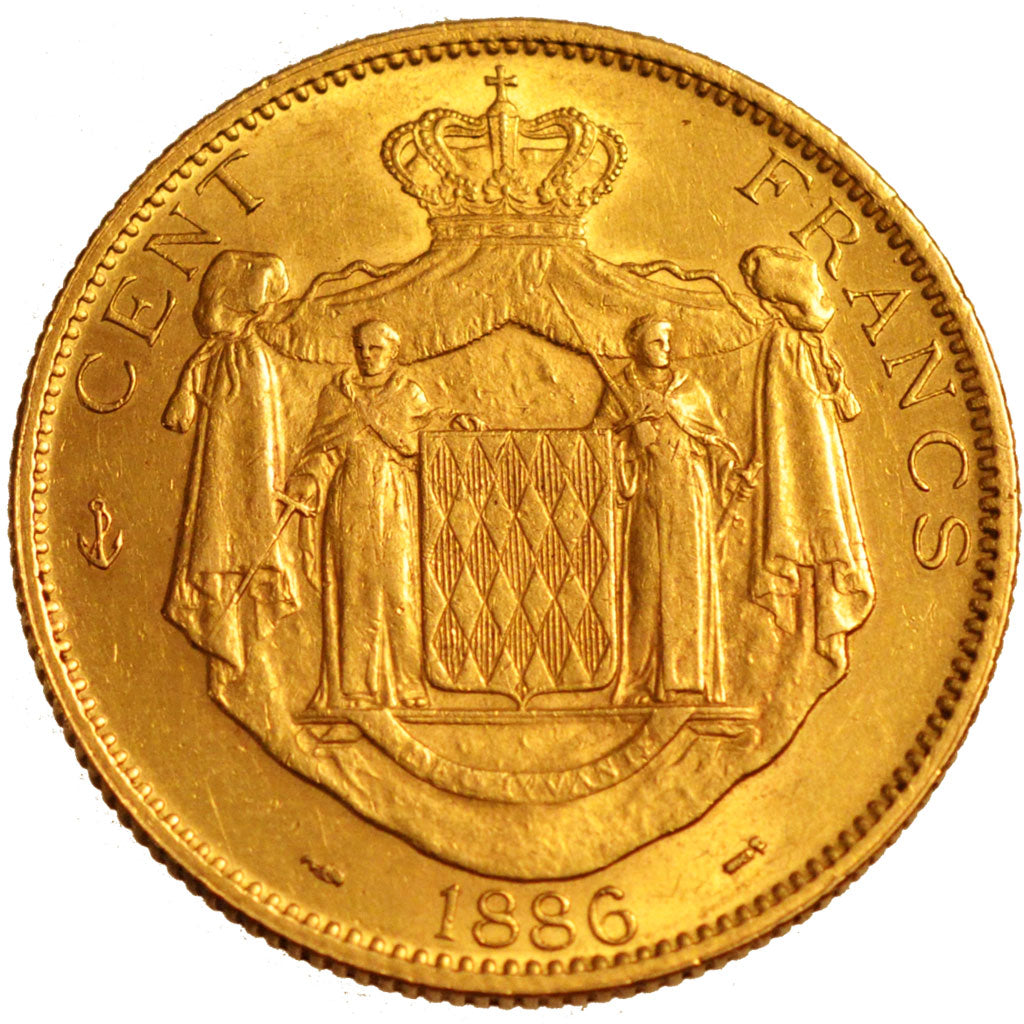 MONACO, 100 Francs, Cent, 1886, Paris, KM #99, EF(40-45), Gold, Gadoury #122,...