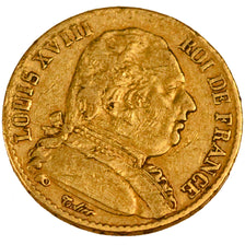 FRANCE, Louis XVIII, 20 Francs, 1815, Paris, KM #706.1, VF(30-35), Gold,...