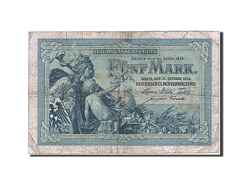 Banknote, Germany, 5 Mark, 1904-1906, 1904-10-31, KM:8b, F(12-15)
