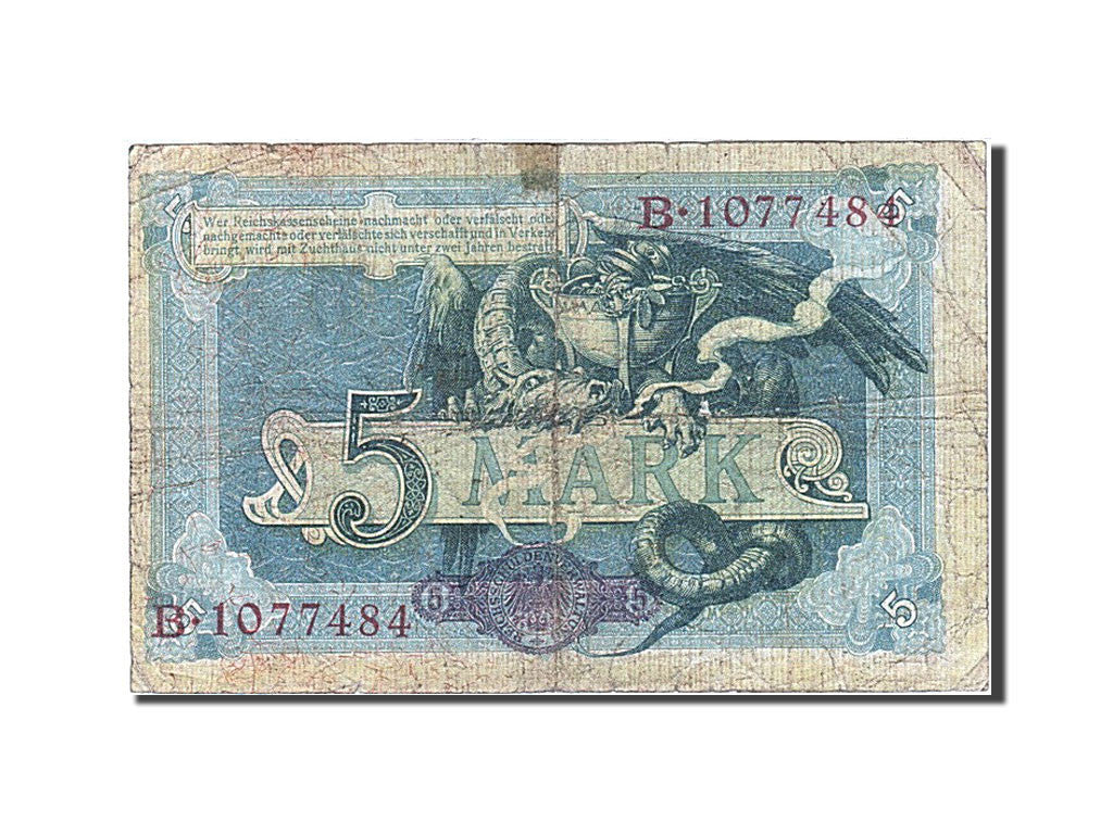 Banknote, Germany, 5 Mark, 1904-1906, 1904-10-31, KM:8b, F(12-15)