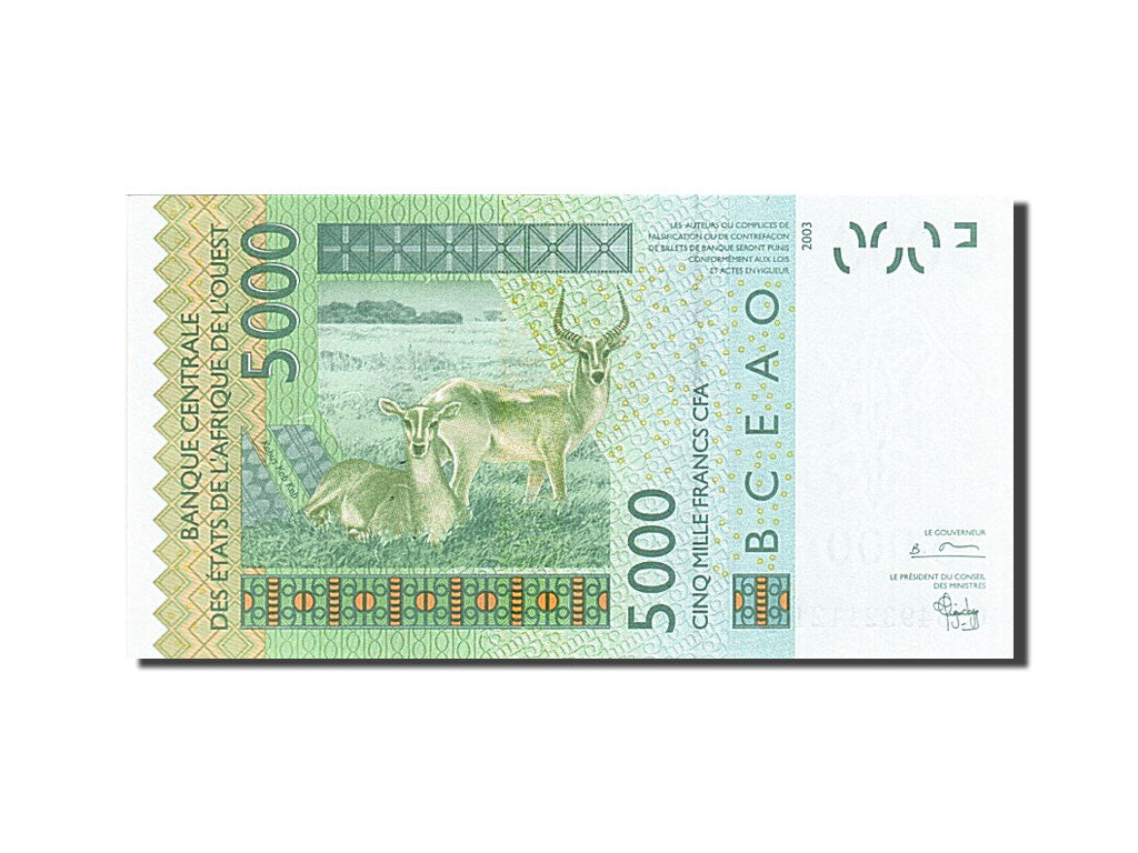 West African States, Ivory Coast, 5000 Francs, 2003, KM:117Aa, 2003, UNC(63)