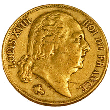 FRANCE, Louis XVIII, 20 Francs, 1817, Perpignan, KM #712.7, EF(40-45), Gold,...