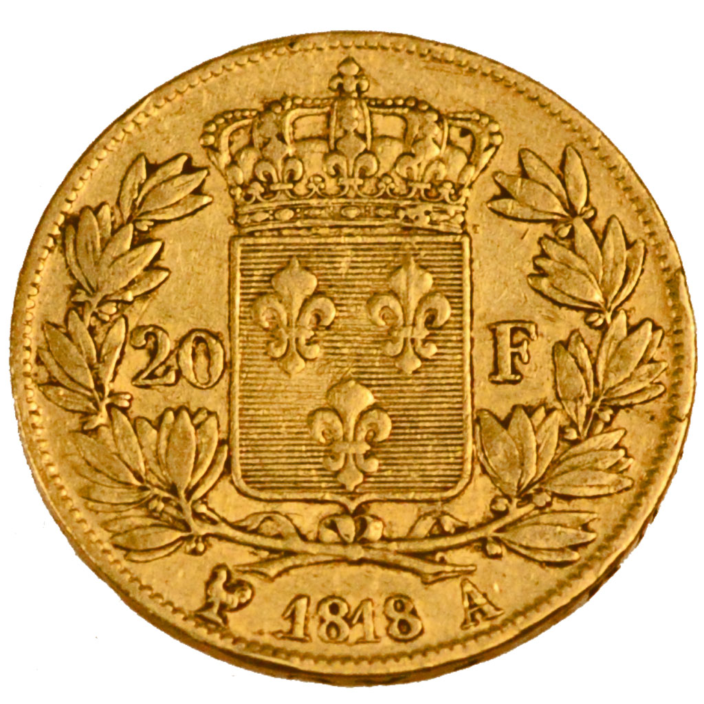 Louis XVIII, 20 Francs or buste nu