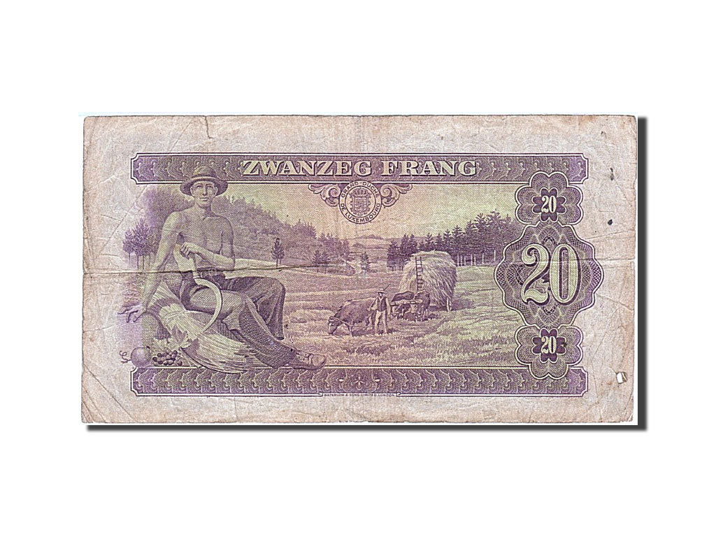 Luxembourg, 20 Frang, 1943, KM:42a, 1943, VF(20-25)