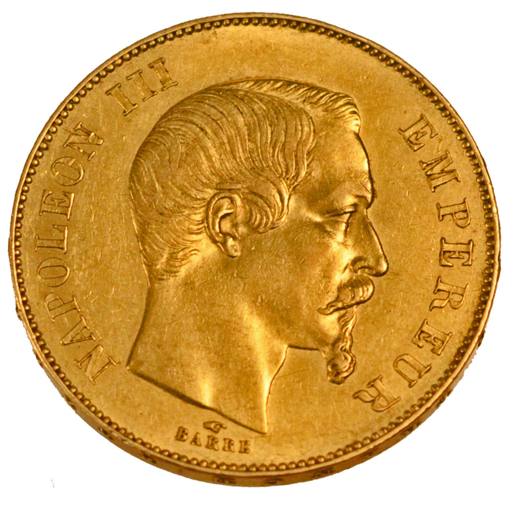 FRANCE, Napoléon III, 50 Francs, 1855, Paris, KM #785.1, AU(50-53), Gold, Gadour