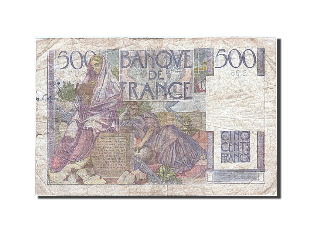 France, 500 Francs, 1945, KM:129a, 1946-09-12, VF(20-25), Fayette:34.6