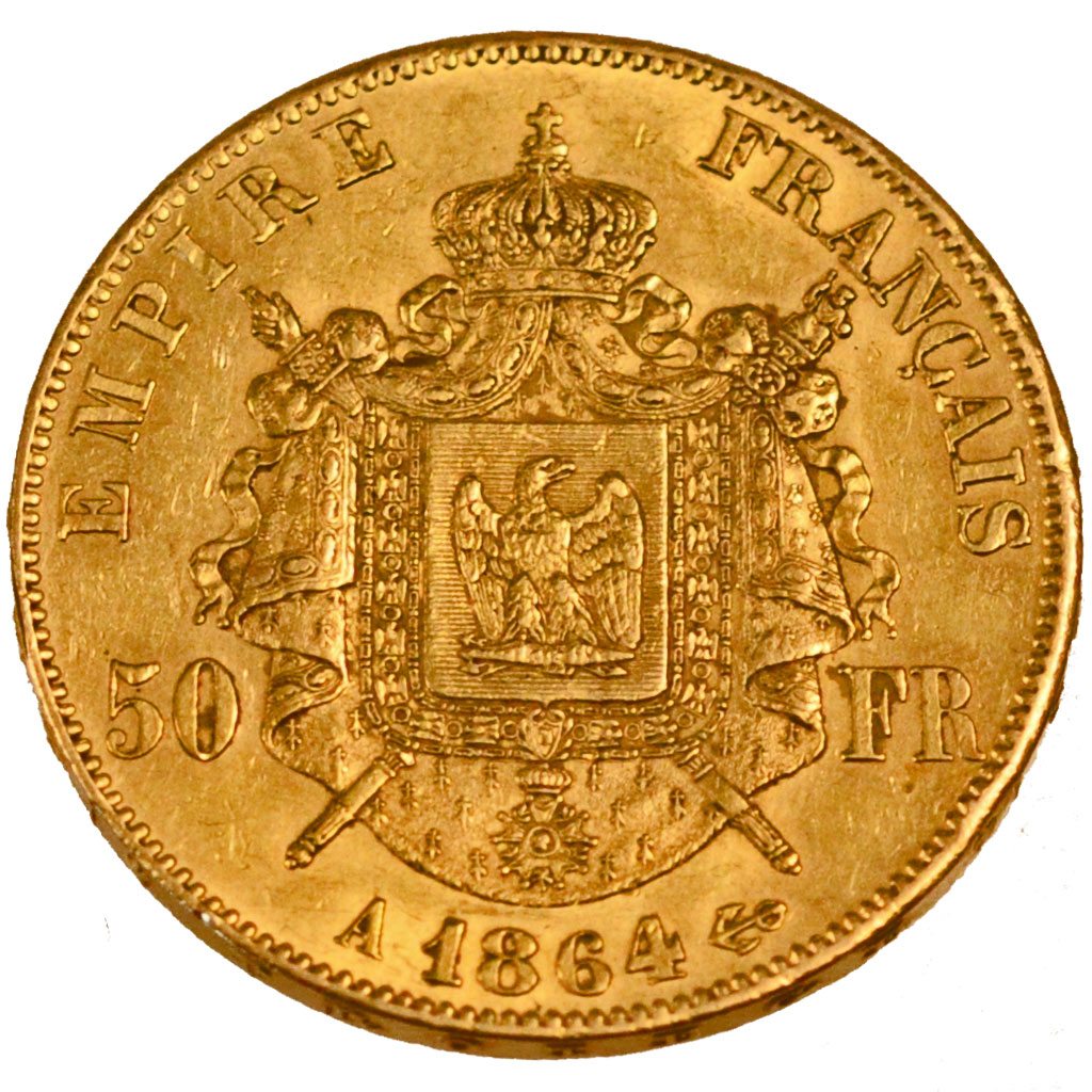Second Empire, 50 Francs or Napoléon III tête laurée