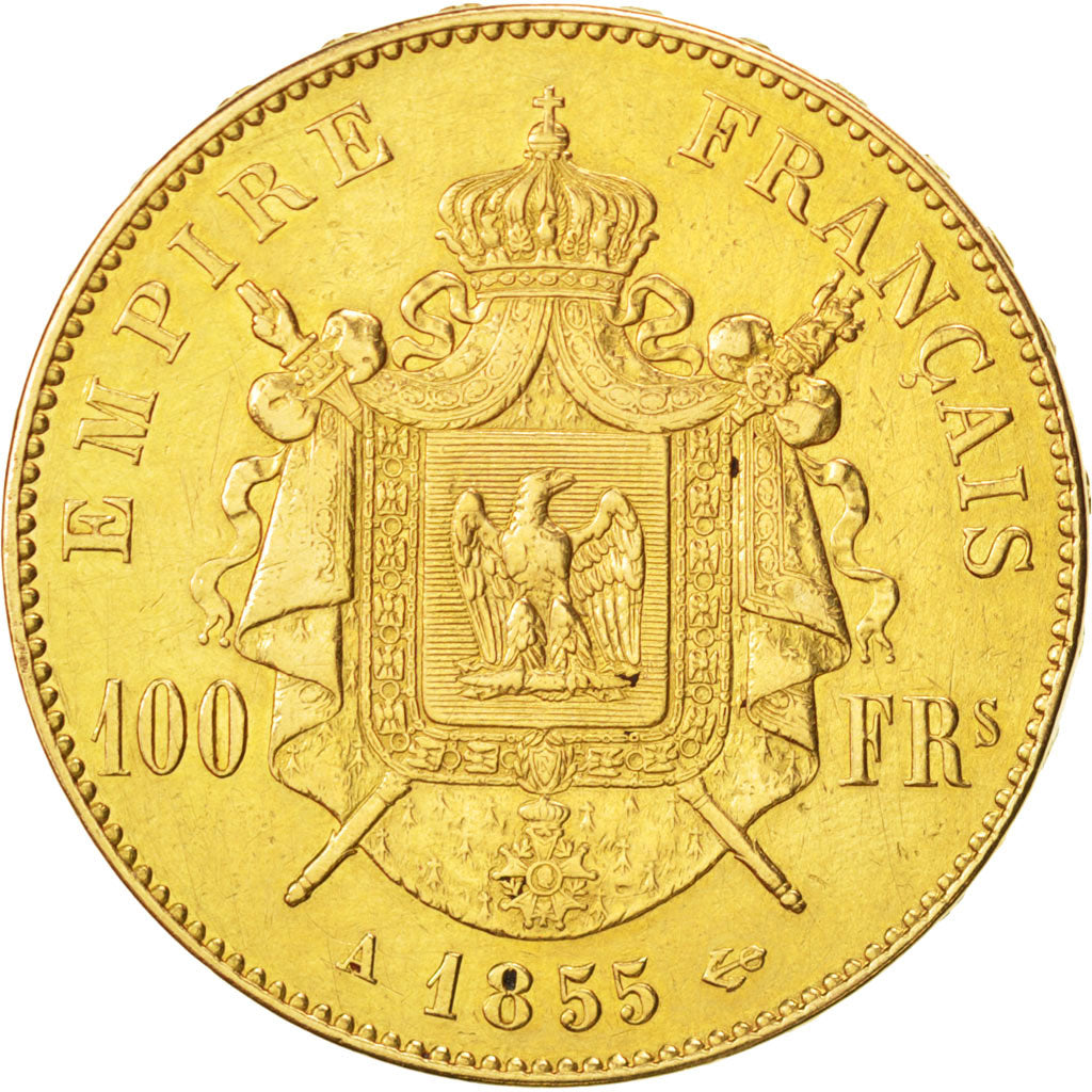 FRANCE, Napoléon III, 100 Francs, 1855, Paris, KM #786.1, EF(40-45), Gold, G...