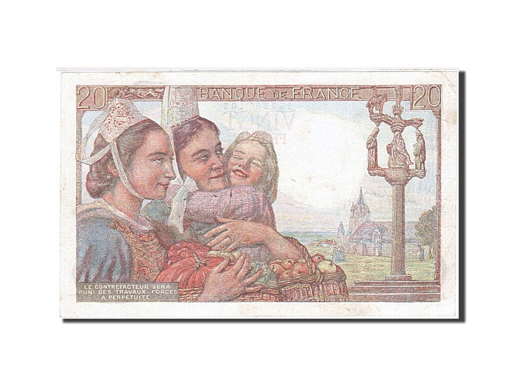 France, 20 Francs, 1942, KM:100a, 1943-01-28, EF(40-45), Fayette:13.5