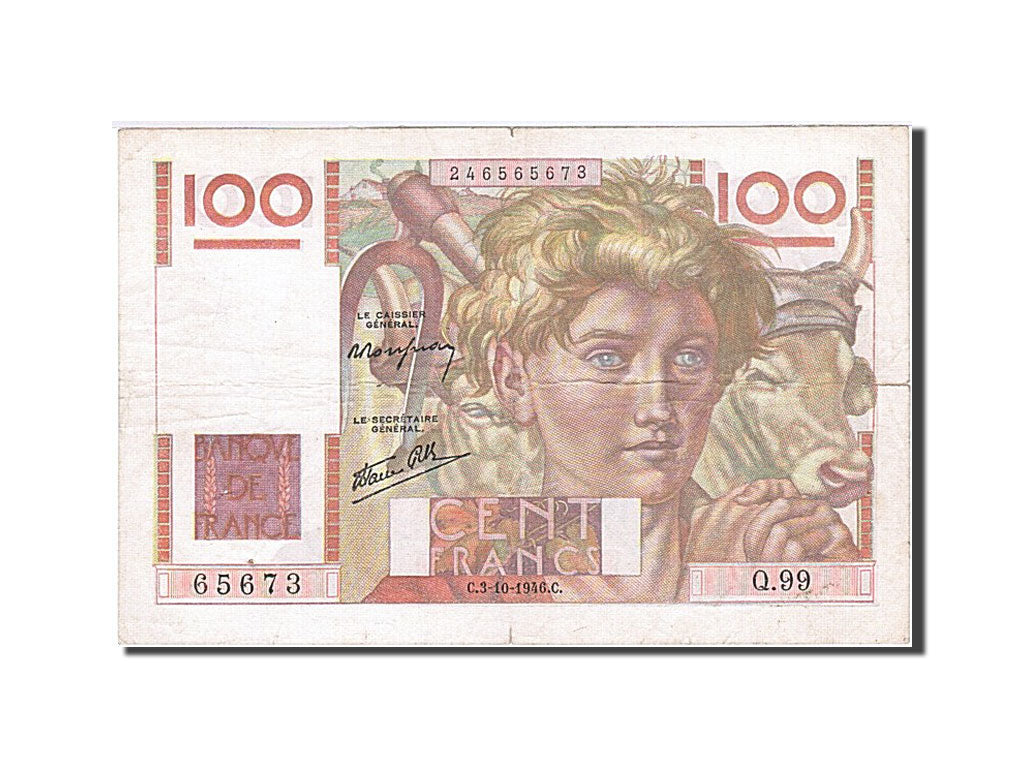 France, 100 Francs, 1945, KM:128a, 1946-10-03, VF(30-35), Fayette:28.09