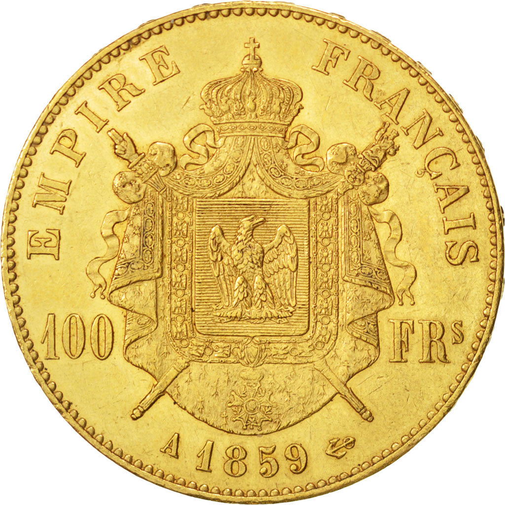 Moneda, Francia, Napoleon III, Napoléon III, 100 Francs, 1859, Paris, EBC, Oro