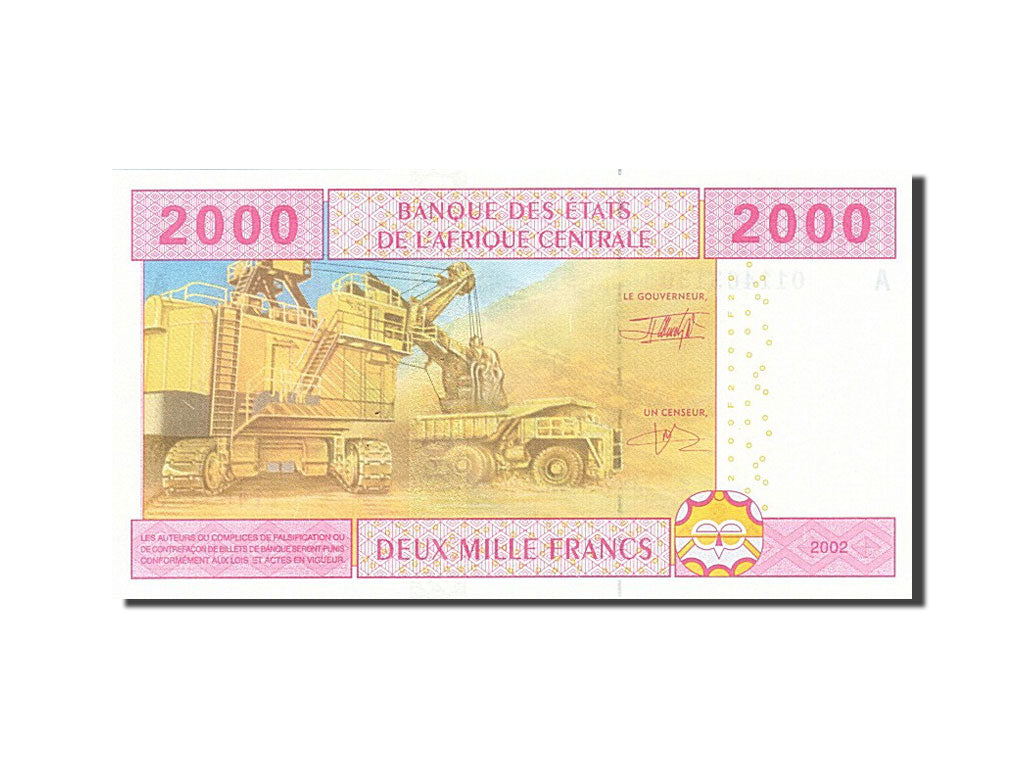 Banknote, Central African States, 2000 Francs, 2002, 2002, KM:408A, UNC(65-70)