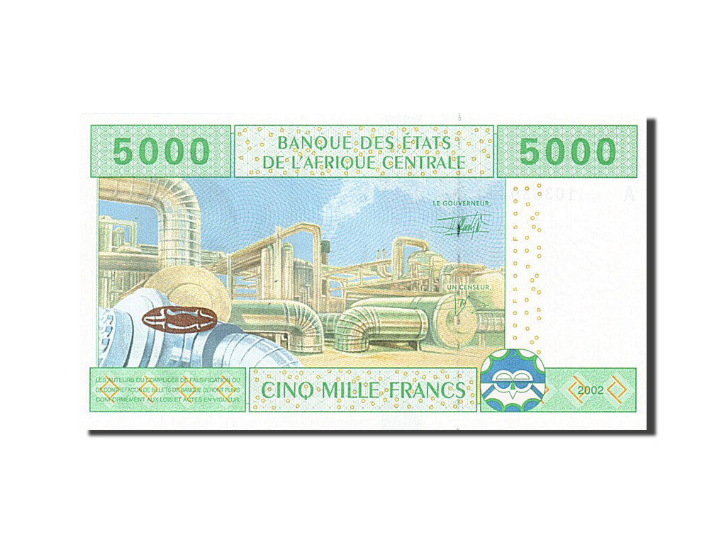 Central African States, Gabon, 5000 Francs, 2002, KM:409A, 2002, UNC(65-70)