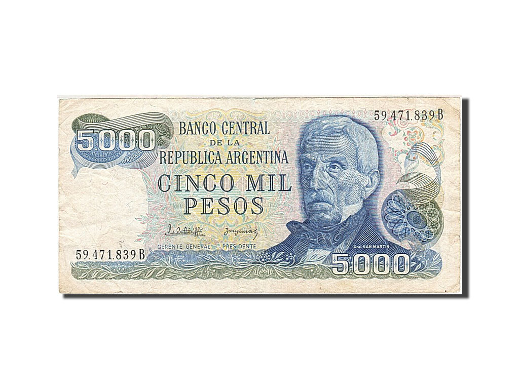 Banconote, Argentina, 5000 Pesos, 1976-1983, KM:305b, Undated (1977-1983), MB+