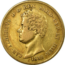 Coin, ITALIAN STATES, SARDINIA, Carlo Alberto, 20 Lire, 1838, AU(50-53), Gold