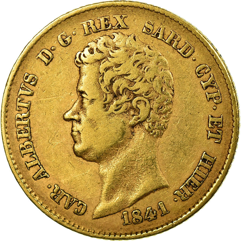Munten, Italiaanse staten, SARDINIA, Carlo Alberto, 20 Lire, 1841, ZF, Goud
