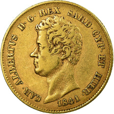 Munten, Italiaanse staten, SARDINIA, Carlo Alberto, 20 Lire, 1841, ZF, Goud