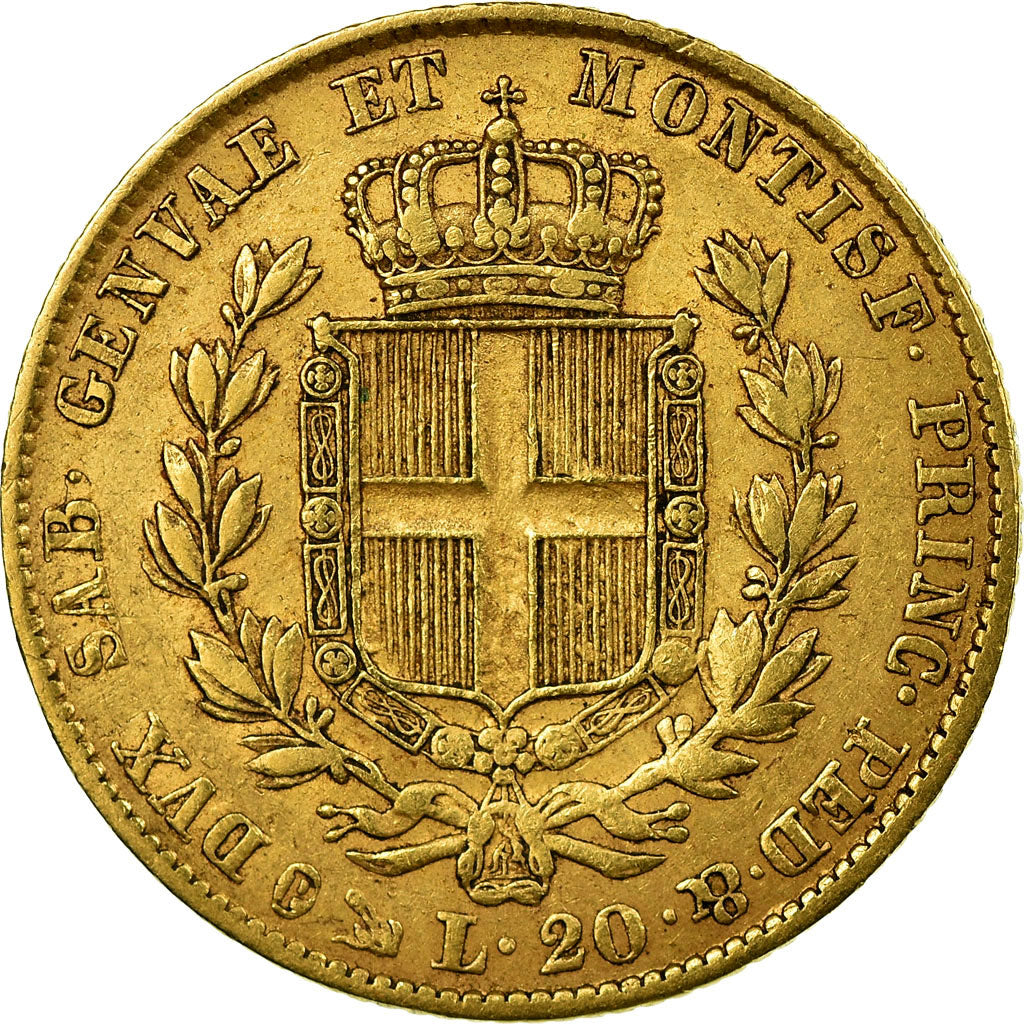 Munten, Italiaanse staten, SARDINIA, Carlo Alberto, 20 Lire, 1841, ZF, Goud