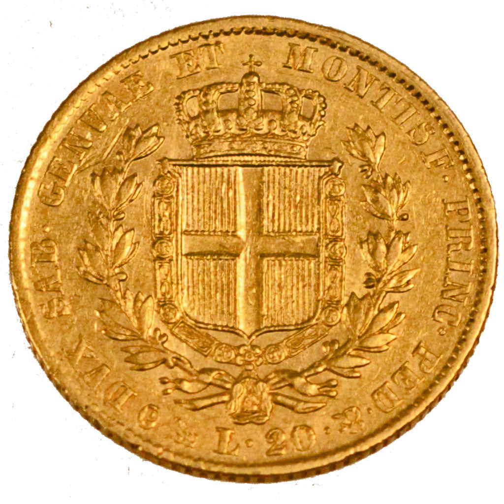 Munten, Italiaanse staten, SARDINIA, Carlo Alberto, 20 Lire, 1842, ZF+, Goud