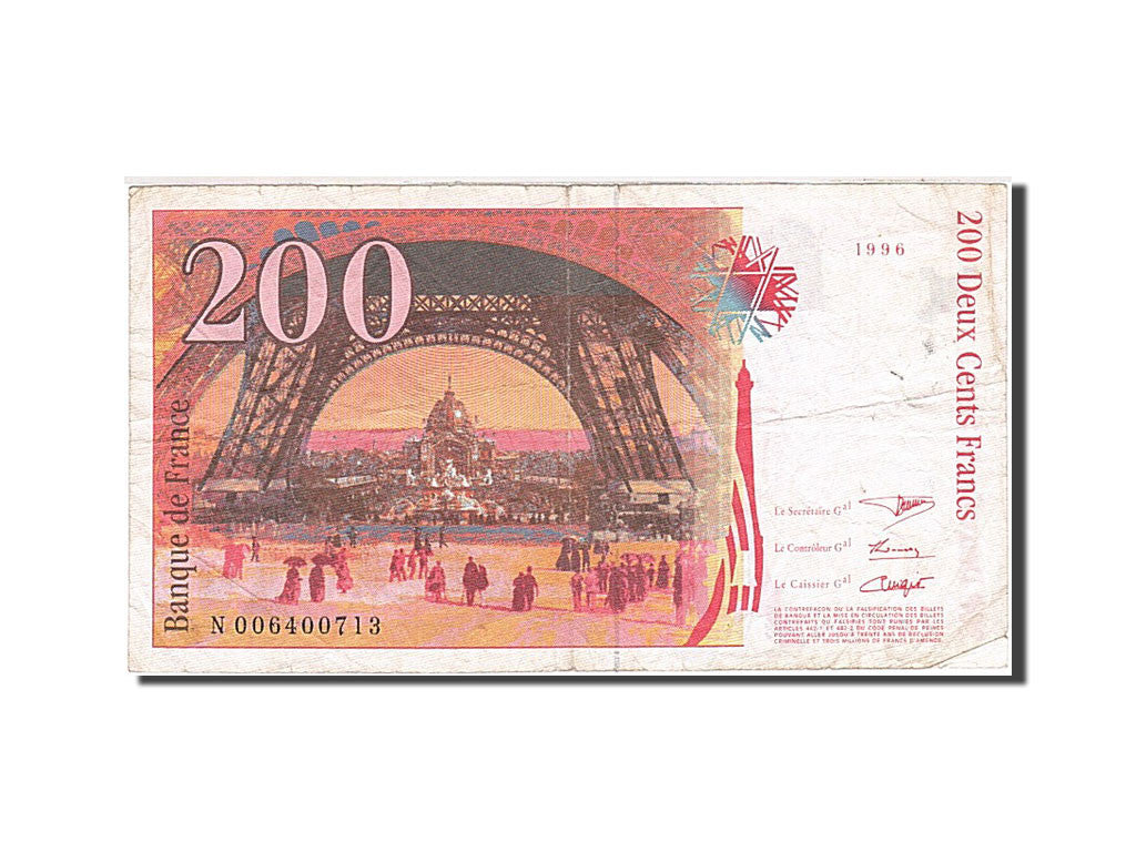 France, 200 Francs, 1995, KM:159a, 1996, VG(8-10), Fayette:75.2