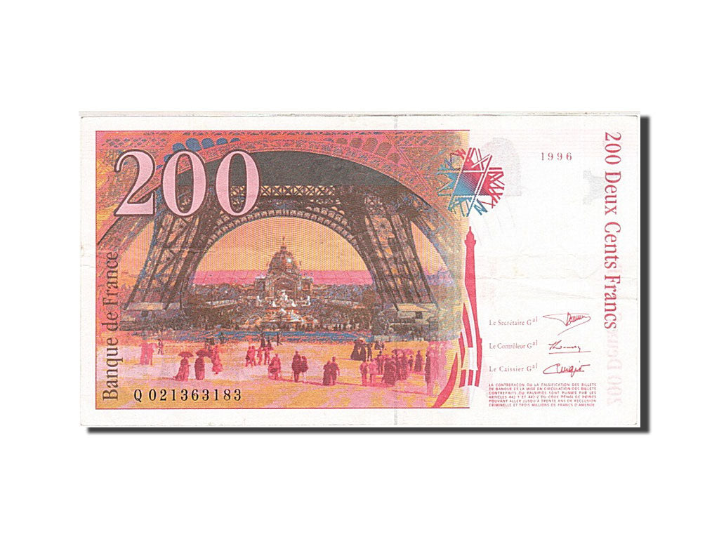 France, 200 Francs, 1995, KM:159a, 1996, AU(50-53), Fayette:75.2