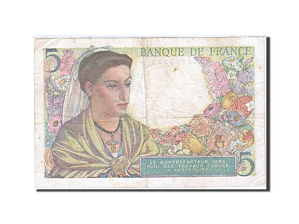 Banknote, France, 5 Francs, 1943, 1943-08-05, VF(30-35), Fayette:5.3, KM:98a